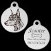 Doberman Cropped Ear Engraved 31mm Large Round Pet Dog ID Tag